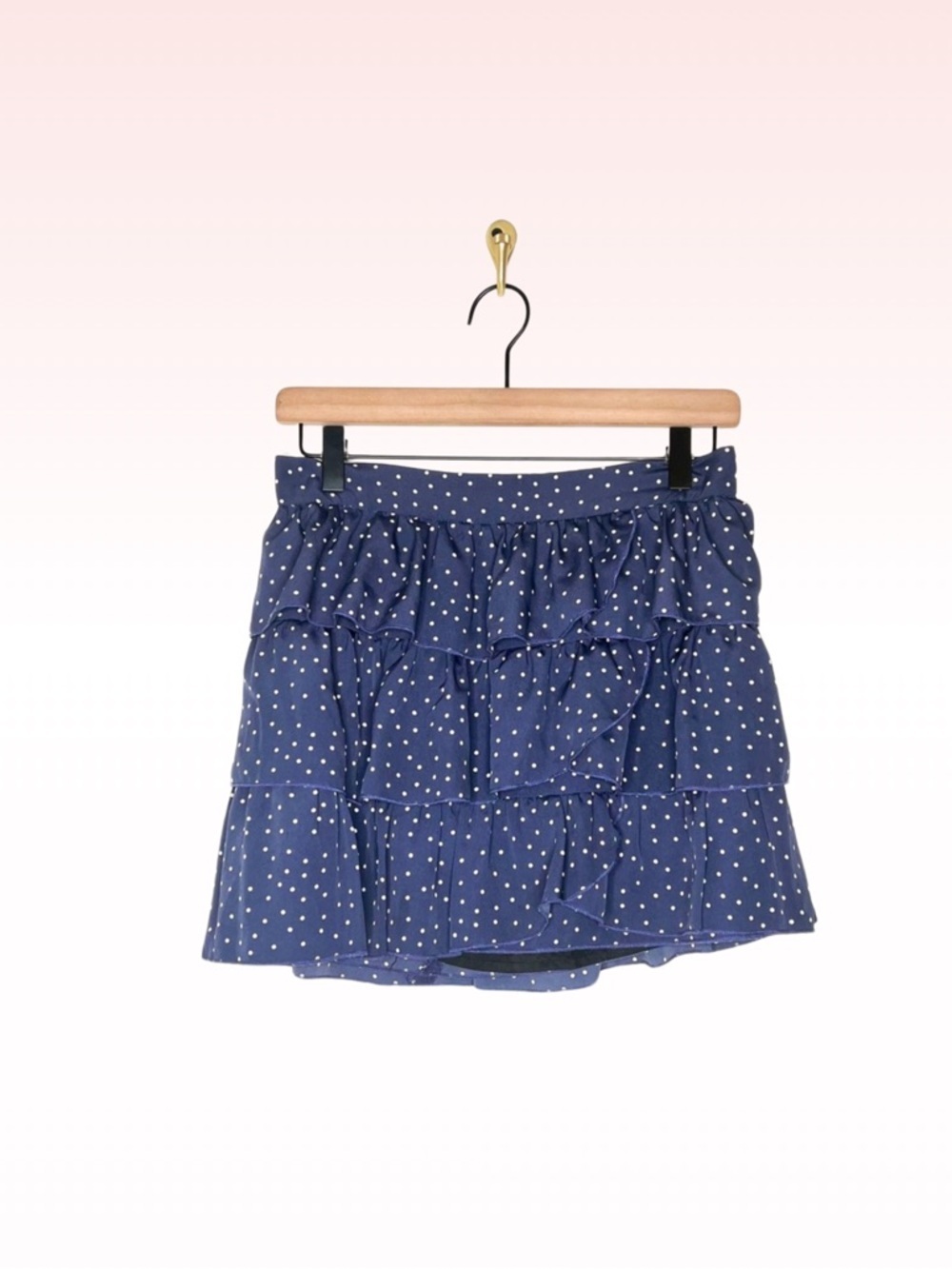 KNT by KOVA & T blue ruffle polka dot layered skirt (Sz 6)
